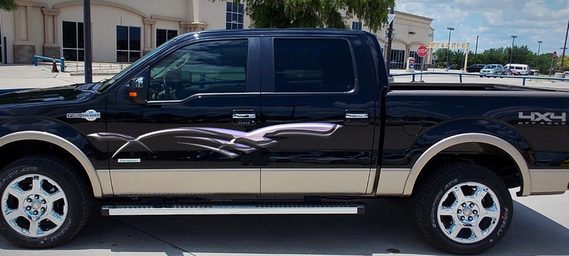 chrome stripe decal on pickup truck